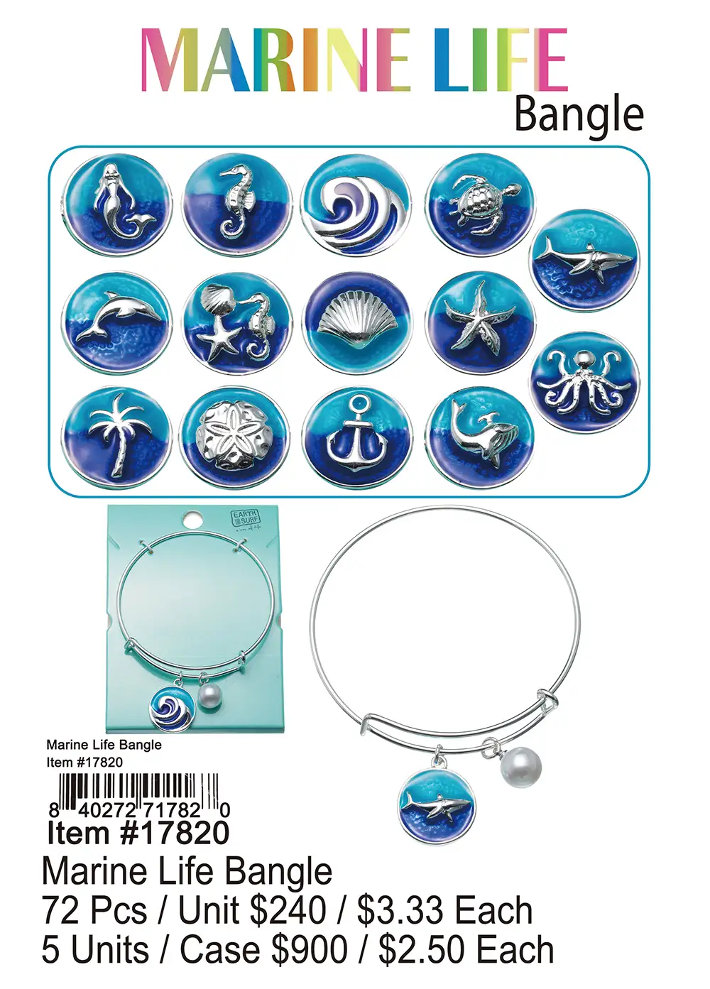 Wholesale Marine Life Bangles 108 Pcs.